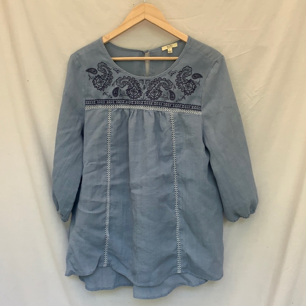 Kori - Linen Blend Embroidered Tunic or Mini Dress